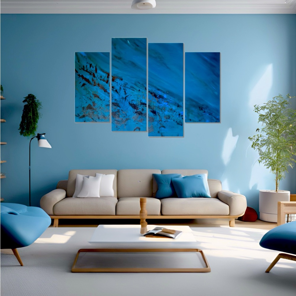 Wall hanging abstract, framed art, canvas 4 piece